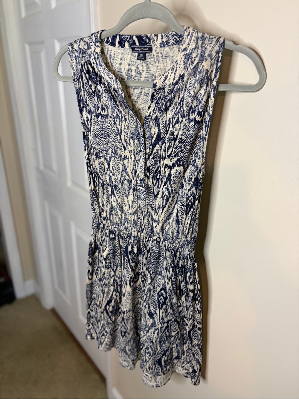 Lucky Brand sleeveless ikat stretch-knit blouson dress  #1361